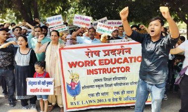 Work Education Instructors Were Halted By The Administration From Meeting The Haryana CM About Their Demands