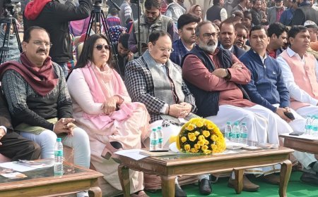 J.P. Nadda(BJP National President), Joins Viksit Bharat Sankalp Yatra Program At Delhi Cant, Emphasizing Development