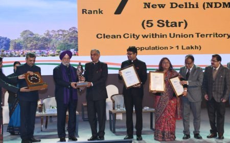 NDMC Honored 7th Rank Clean City In Union Territory 5 Star Garbage Free City & Water Plus Certified