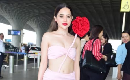 Uorfi Javed's Confident Airport Appearance Dismisses Valentine's Day Fuss, Emphasizing Work Commitment Over Societal Norms