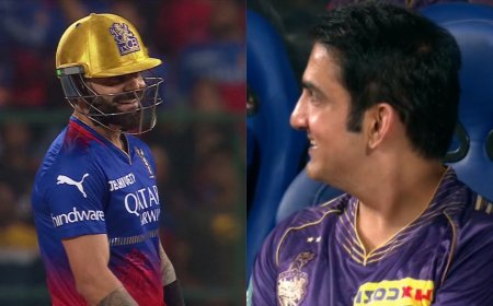 Virat Kohli And Gautam Gambhir Settle Differences With  A Hug During RCB Vs KKR Match