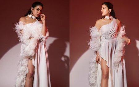 Sara Ali Khan Dazzles In A Glamorous Thigh-High Slit Gown And Feather Boa