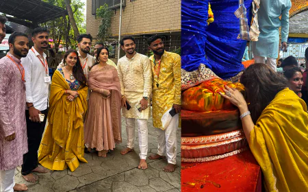 Nikita Rawal Offers Lalbaughcha Raja Prayers with Nushrratt Bharuccha