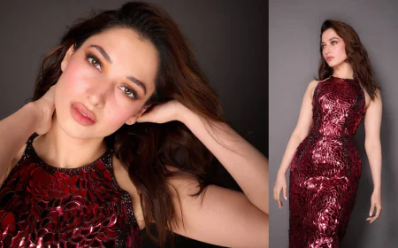 Tamannaah Bhatia Stunning Look In Wine-Red Gown At Filmfare Glamour And Style Awards 2025