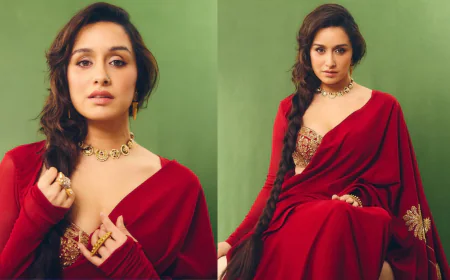 Shraddha Kapoor Look Stunning In Red Masaba Saree At Thamma Trailer Launch