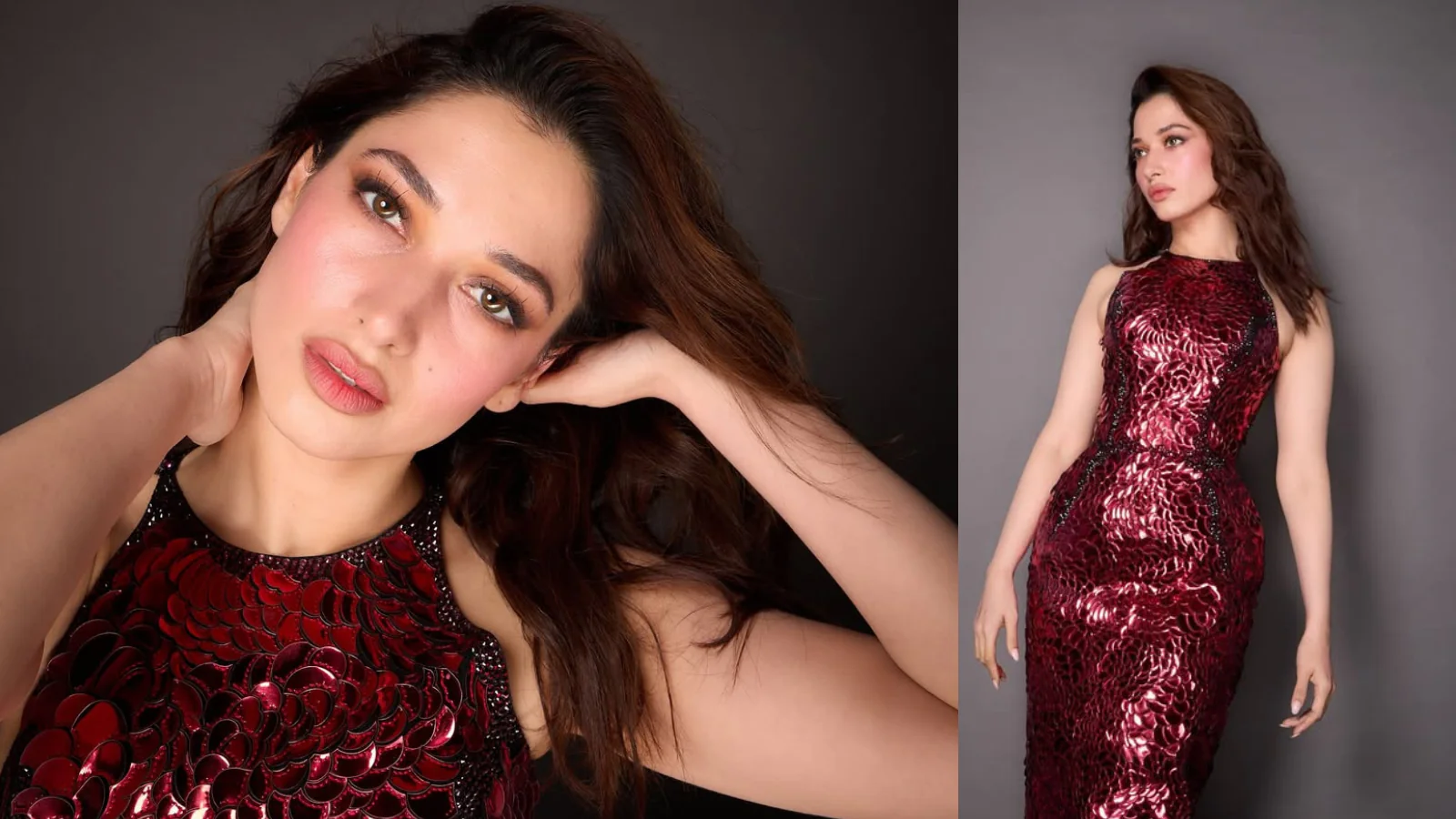 Tamannaah Bhatia Stunning Look In Wine-Red Gown At Filmfare Glamour And Style Awards 2025