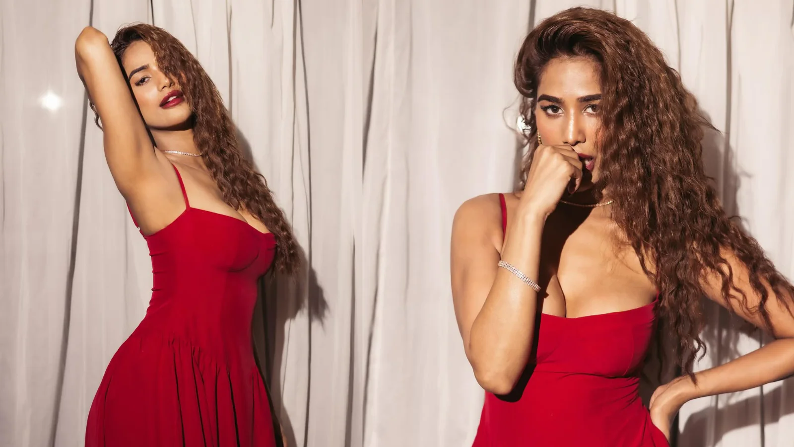 Poonam Pandey Turns Heads In Stunning Red Sundress, Earning The Nickname ‘Laal Pari’ From Fans